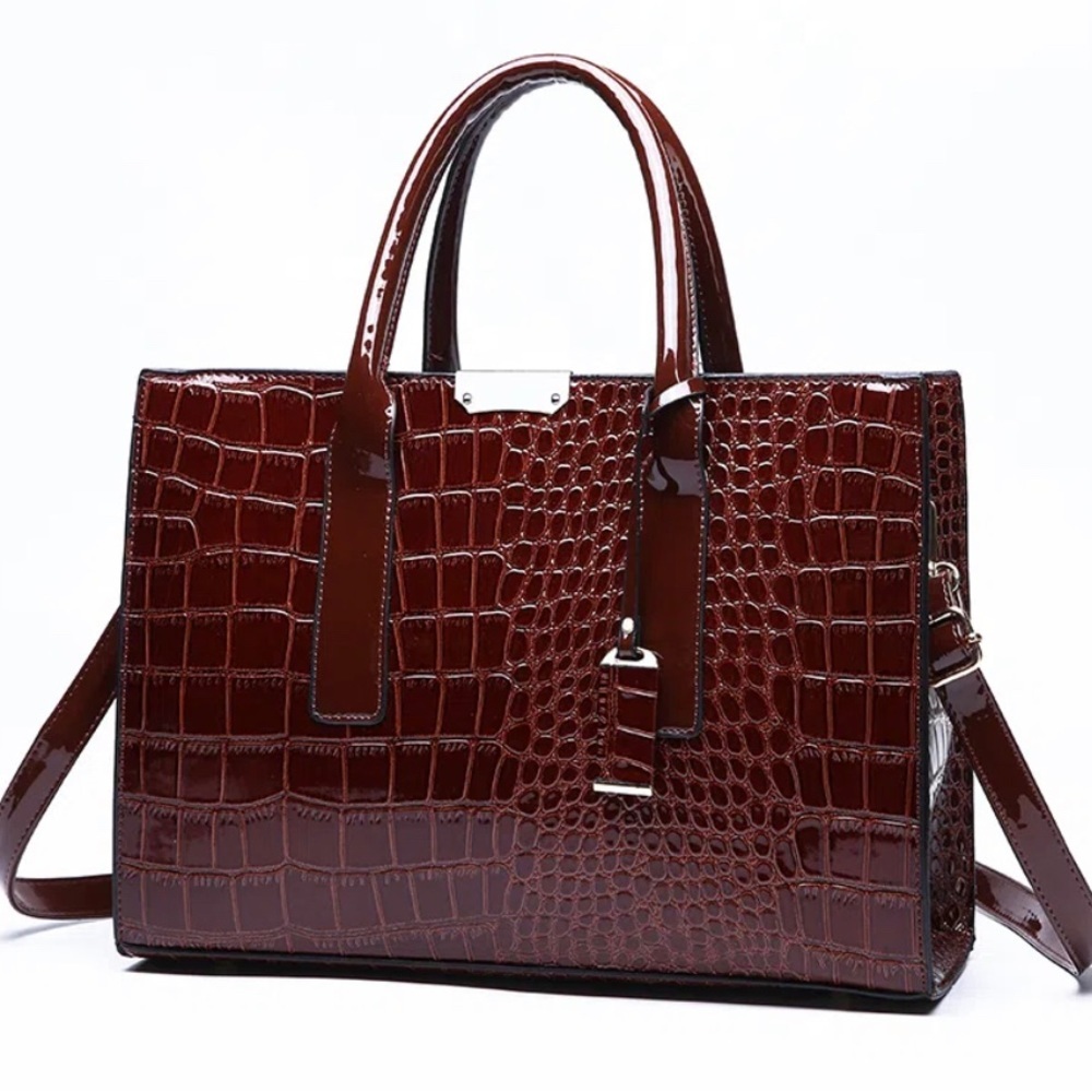 Women's Faux Crocodile Embossed Tote Bag